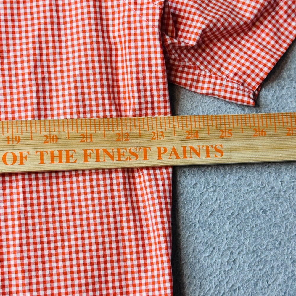 Ralph Lauren Shirt Mens XL Short Sleeve Gingham Orange White Button Down Pony - Picture 9 of 11